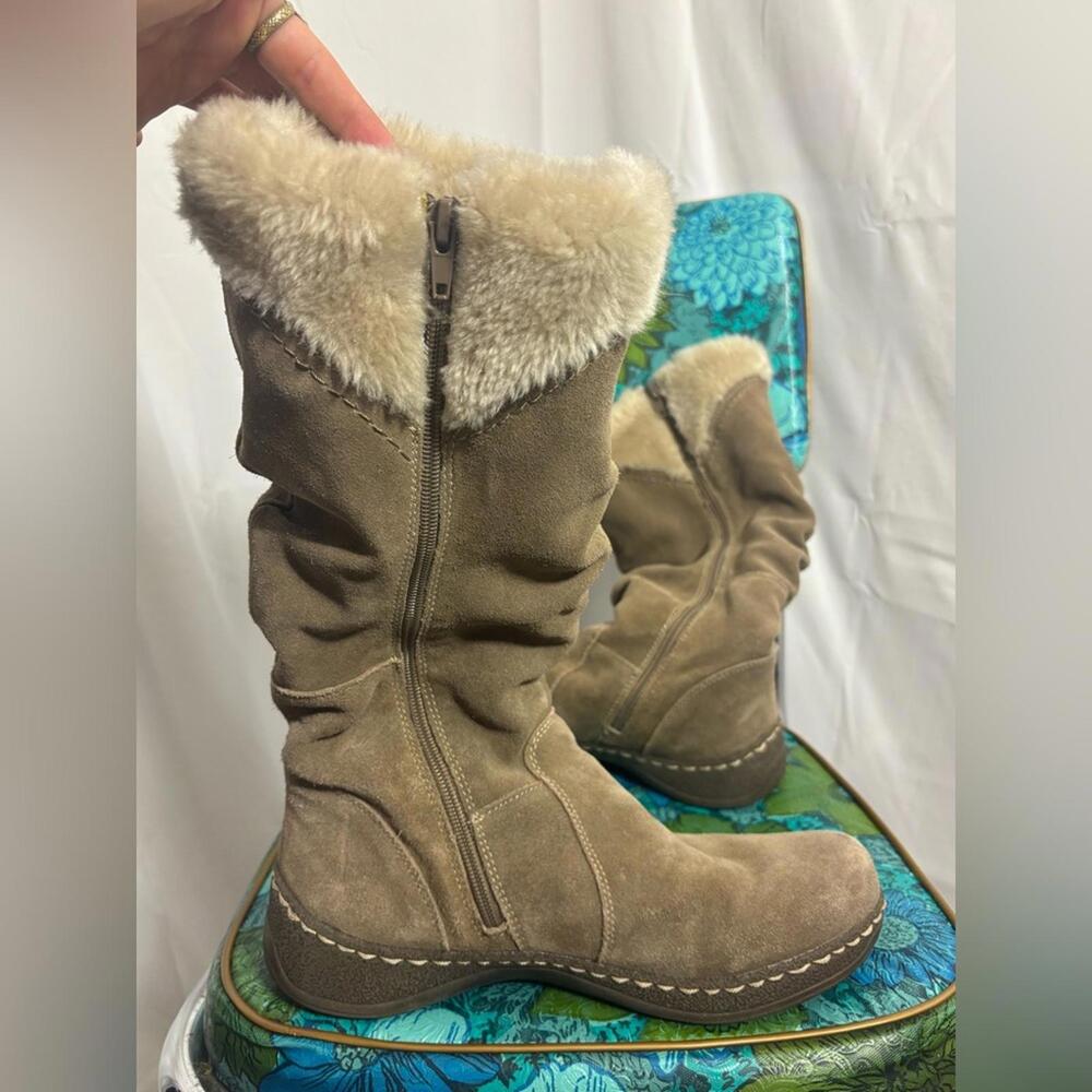 Bear Traps Tan Leather Suede Faux Fur Lined Women’s Winter&Rain Boots Size 9.5 - Picture 4 of 14